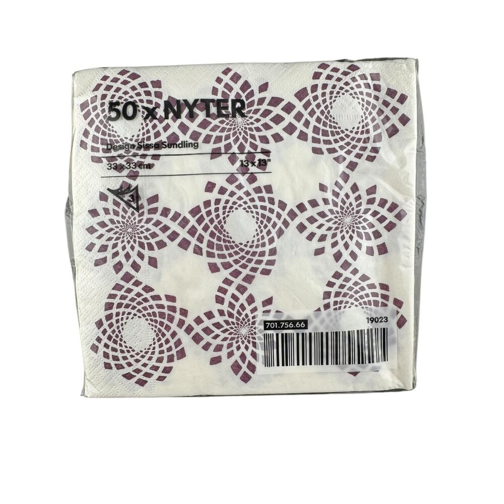 Limited Edition Retired IKEA Nyter Paper Dinner Napkins Dark Red Swirl 2010